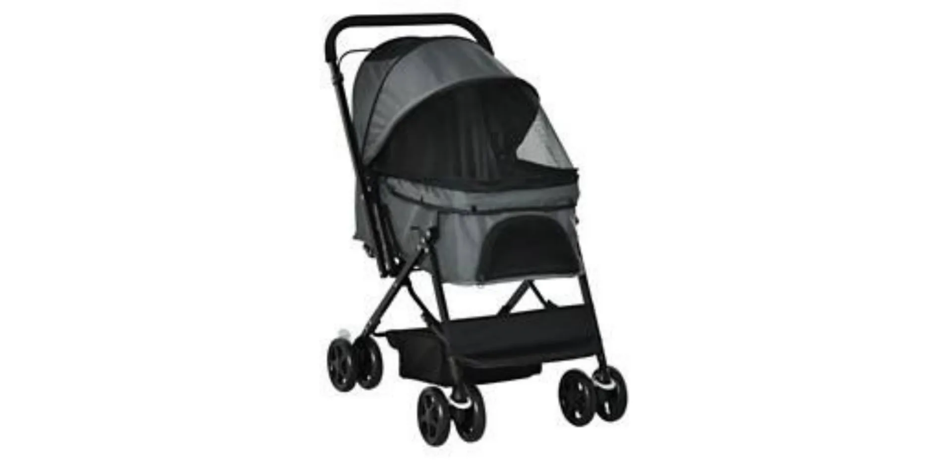 PawHut Pet Stroller Jogger with Reversible Handle and Safety Leash Grey