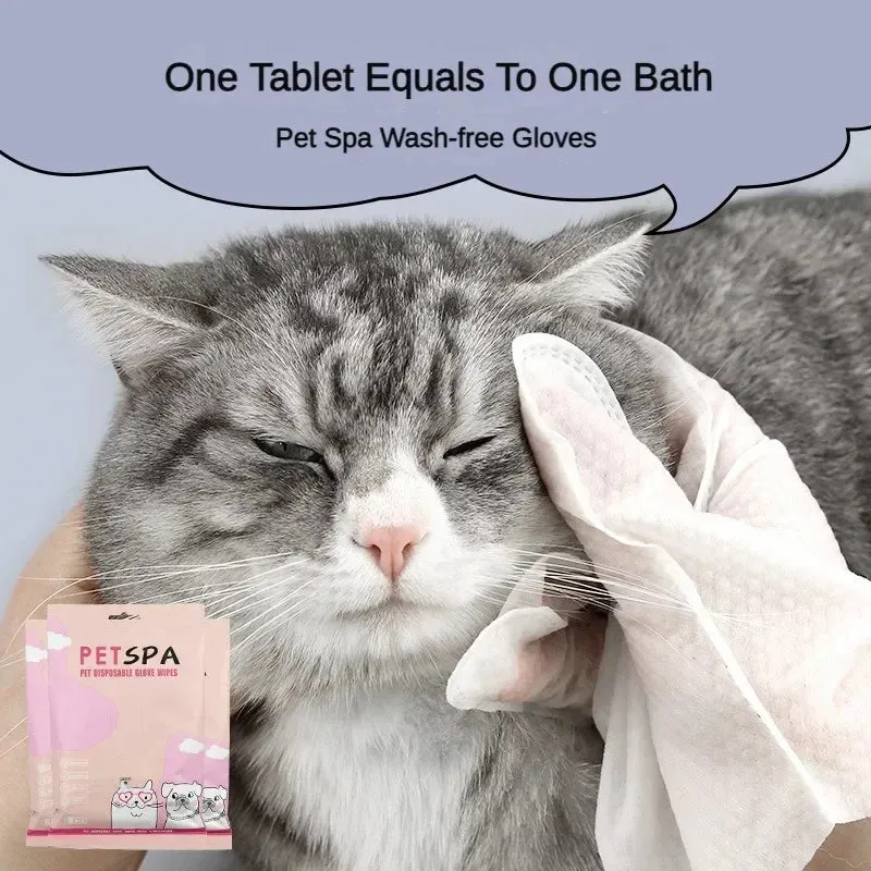 Pet Wipes Dog Cleaning Gloves Spa No-Rinse Deodorant Dry Cleaning Cat Wipes for Dogs and Cats Bath Gloves Cleaning Supplies