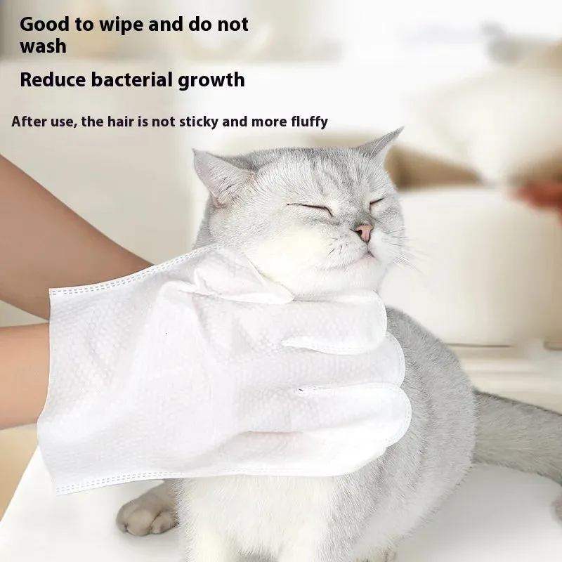 Pet Wipes Dog Cleaning Gloves Spa No-Rinse Deodorant Dry Cleaning Cat Wipes for Dogs and Cats Bath Gloves Cleaning Supplies