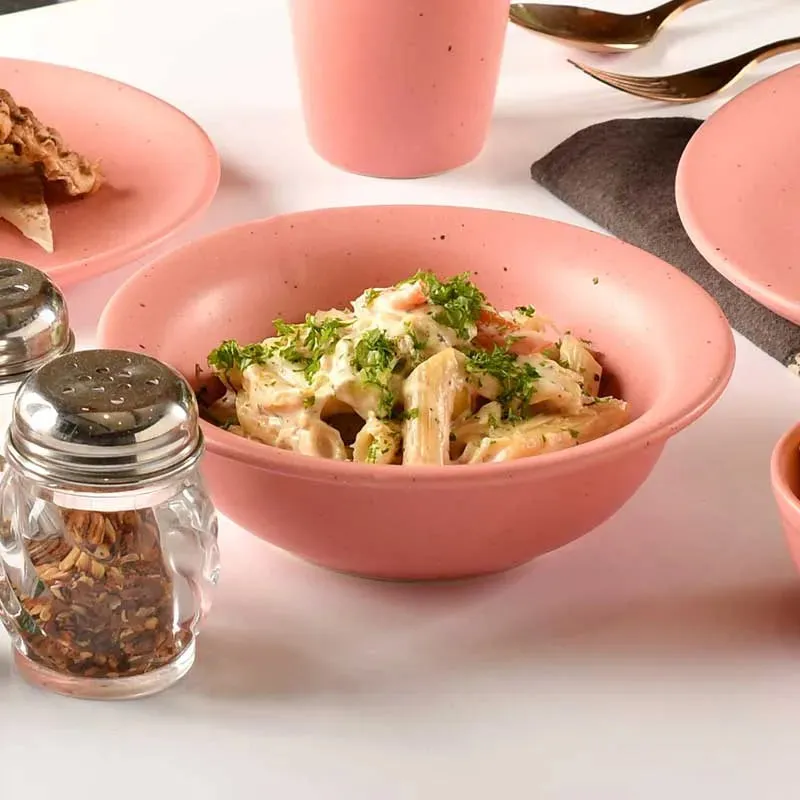 Pink Dotted Design Ceramic Bowls | 500ml | Set of 2