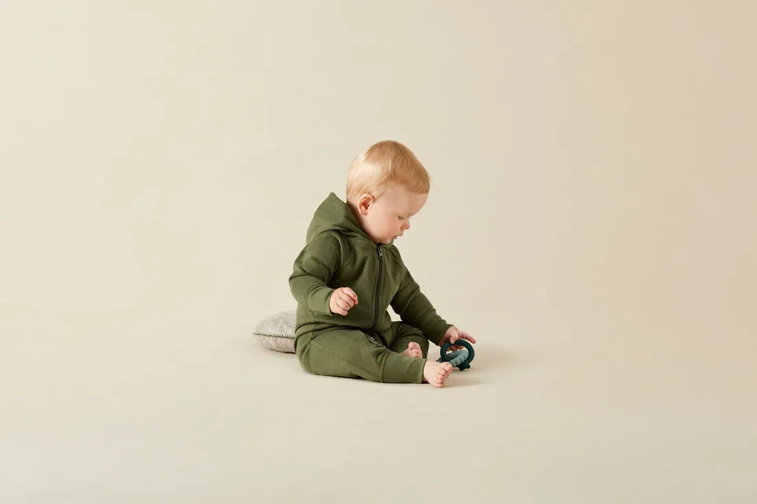 Sapling Child Organic Mistletoe Green Winter Zipsuit