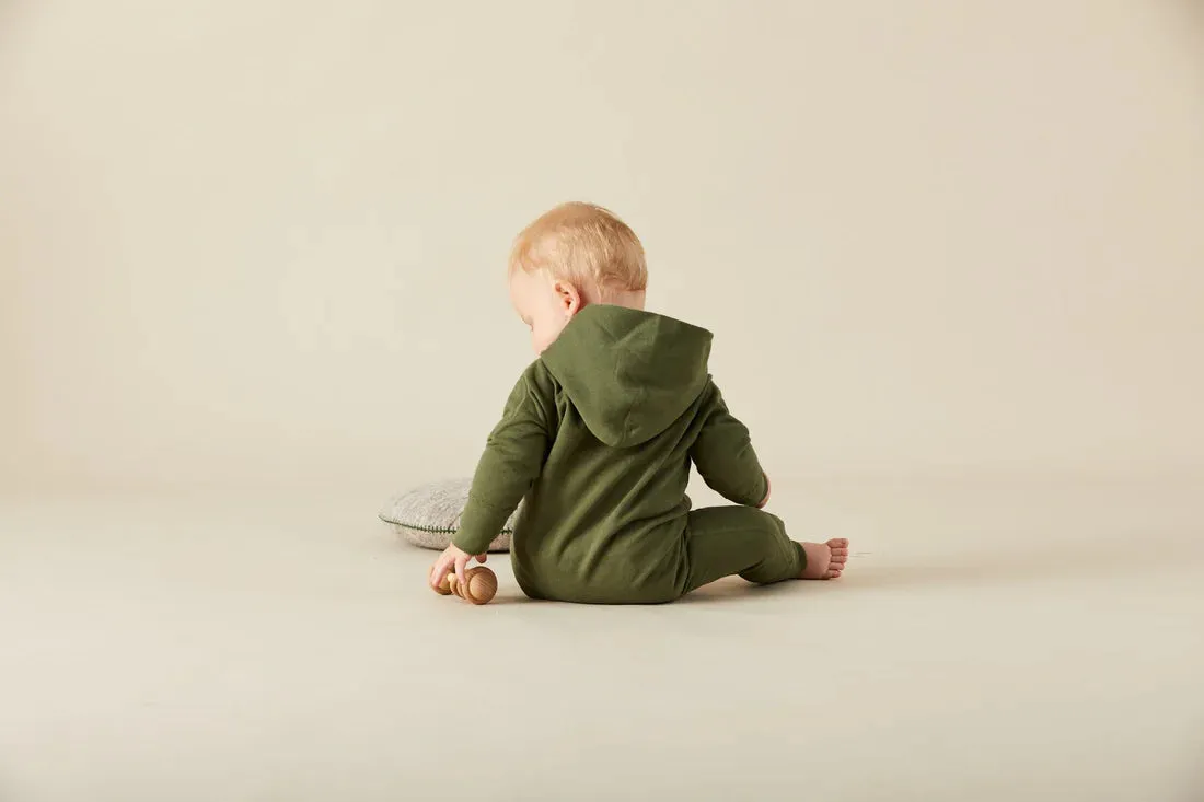 Sapling Child Organic Mistletoe Green Winter Zipsuit