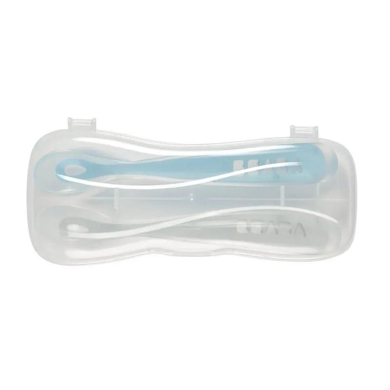 Set of 2 Easy-Grip 1st Stage Silicone Spoons-Windy Blue/ Light Mist