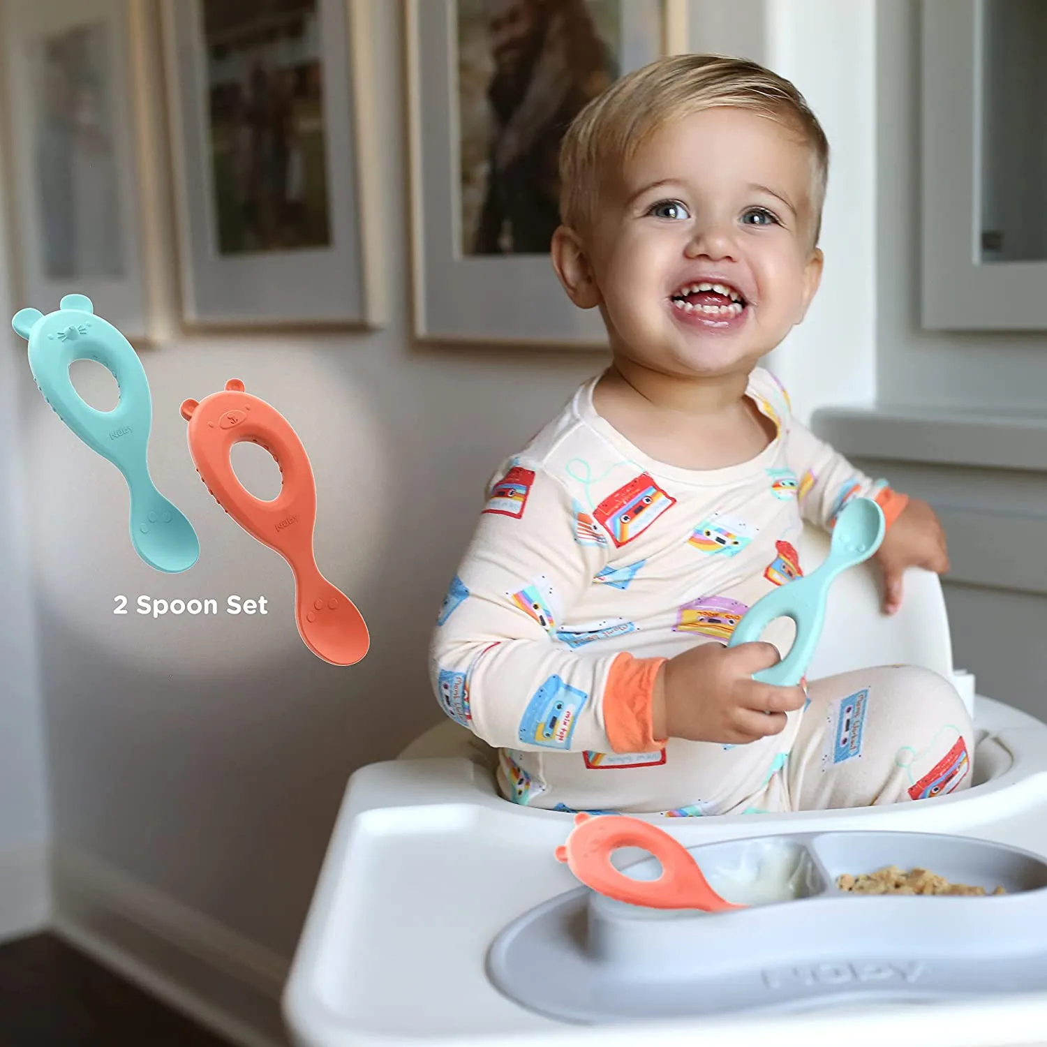 Silicone Easy Grip Spoons (2 Pack)