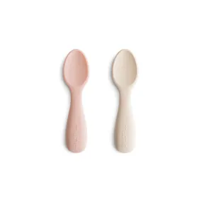 Silicone Toddler Starter Spoons Blush/Shifting Sand 2-Pack