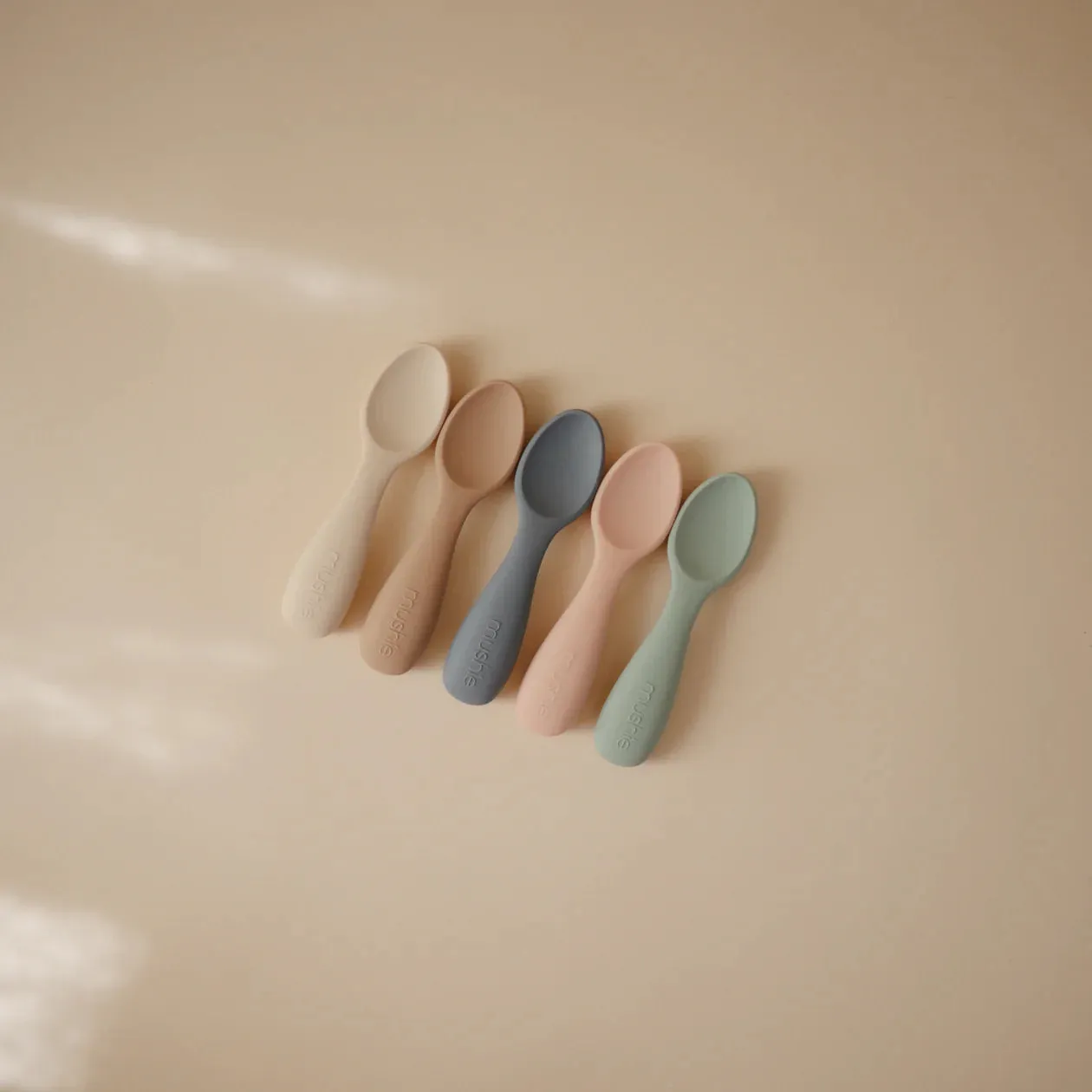 Silicone Toddler Starter Spoons Blush/Shifting Sand 2-Pack
