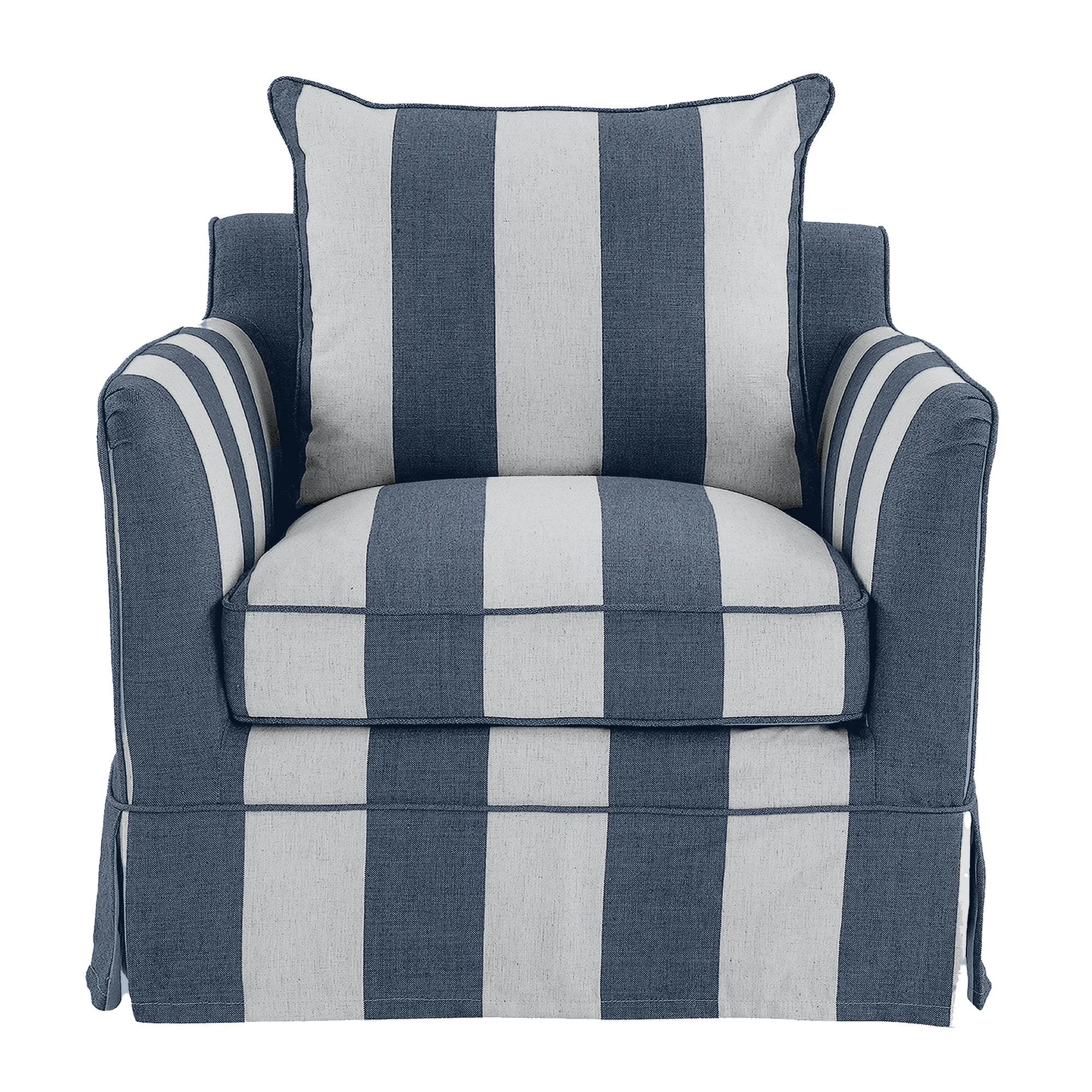 Slip Cover Only - Noosa Hamptons Armchair Denim/Cream Stripe