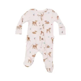 Soft Deer - 2 Way Ruffle Zipper Baby Footie: Pink