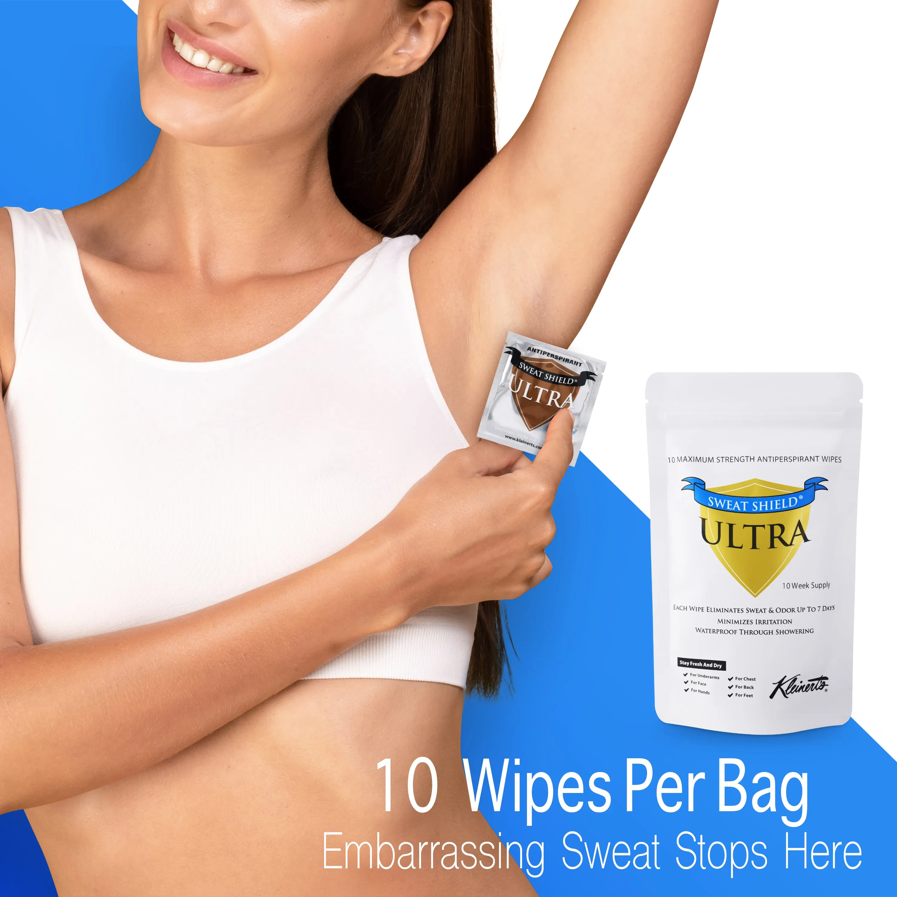 Sweat Shield Ultra Antiperspirant Wipes. Stop Sweating & Odor For Up To 7 Days. 20 Week Supply- Doctor Recommended