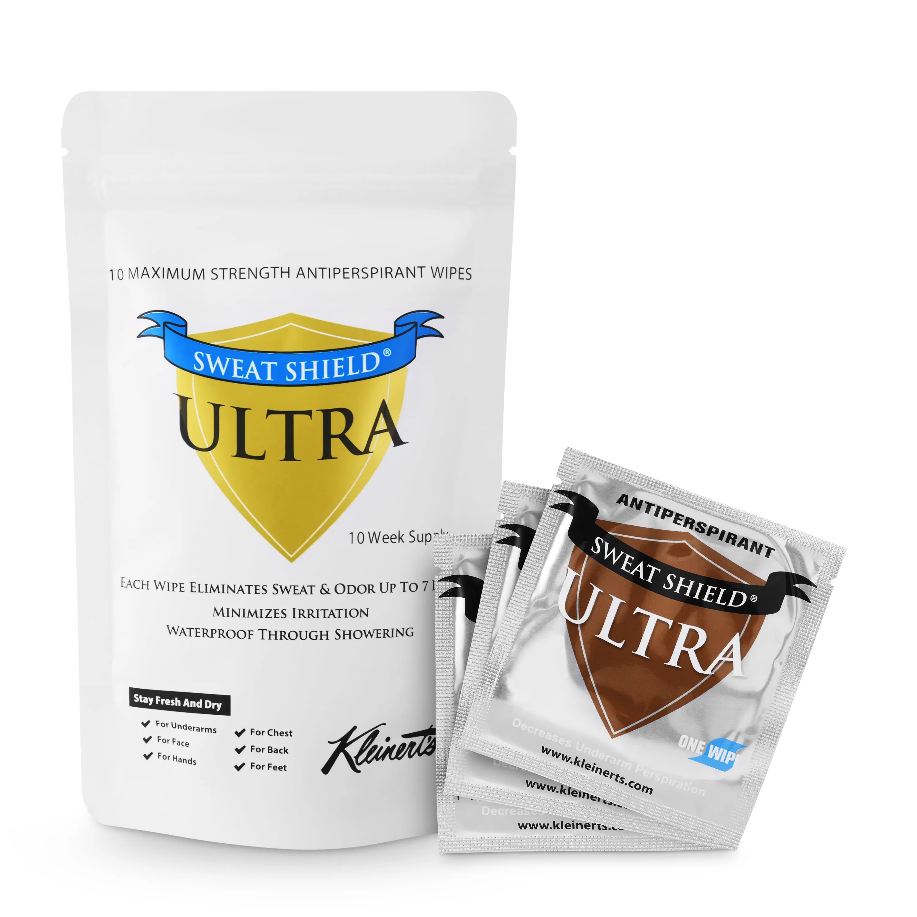 Sweat Shield Ultra Antiperspirant Wipes. Stop Sweating & Odor For Up To 7 Days. 20 Week Supply- Doctor Recommended