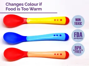 THE LITTLE LOOKERS Silicone Tip Heat Sensitive Silicone Spoons | Temperature Sensing Spoons | Spoon Set(Red, Blue& Yellow)