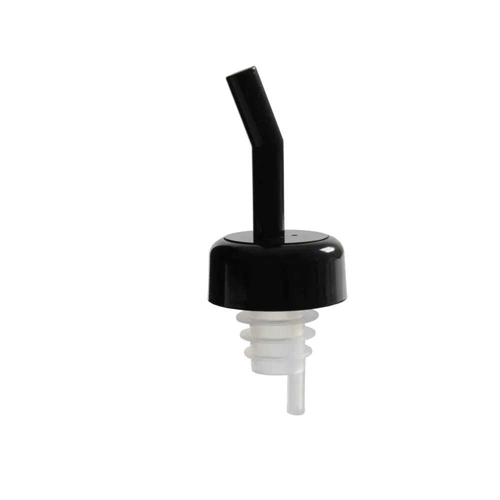 Thunder Group PLPR700BK 4-1/6" x 1-1/2" Acrylonitrile Flow Liquor Black Pourer with Black Collar Pack of 12